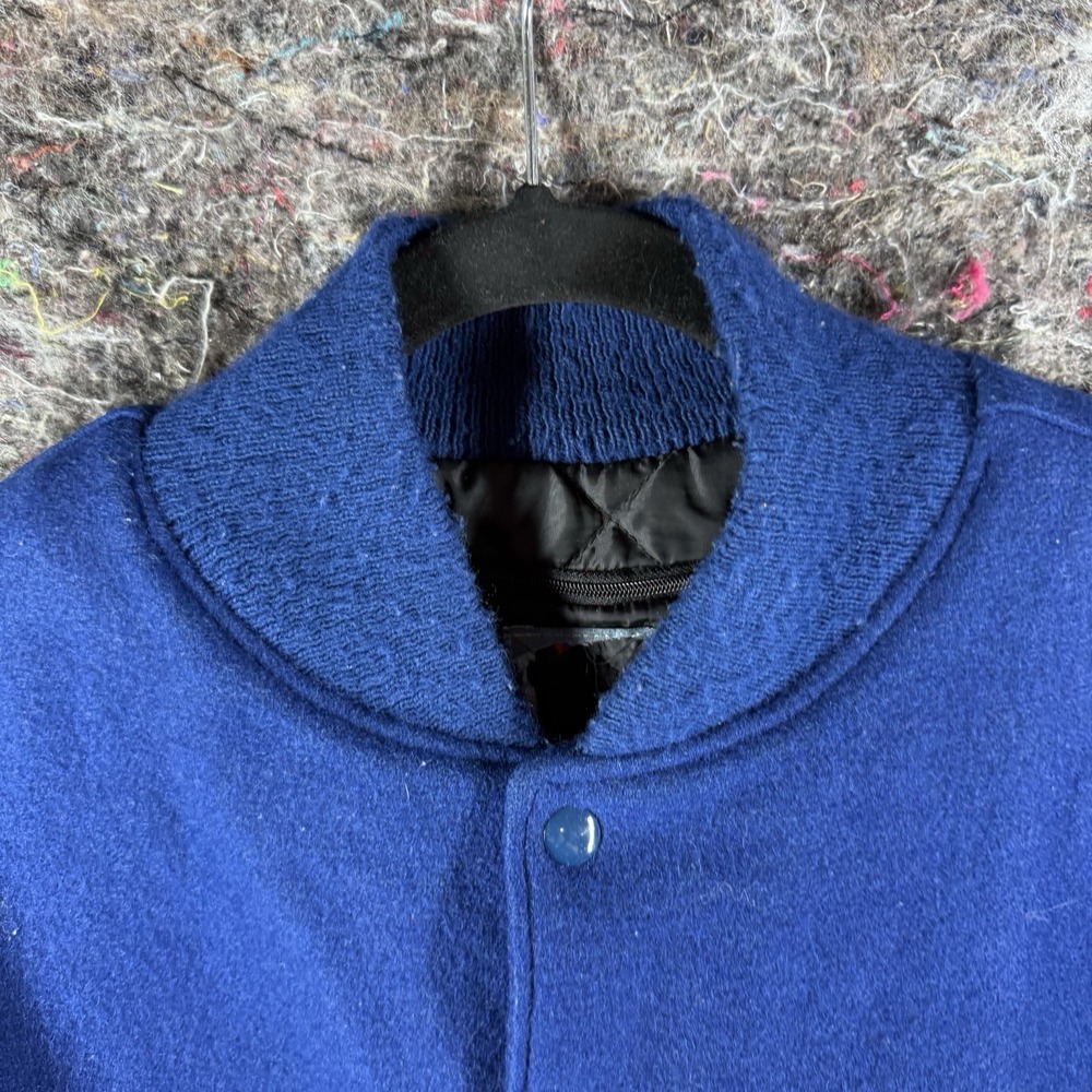 Neff letterman Varsity Jacket XL Wool Blend Blue Snap Button Vintage Sample - Picture 3 of 15